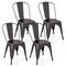 Set of 4 Metal Dining Chairs with Removable Backrest and Anti-slip Pads